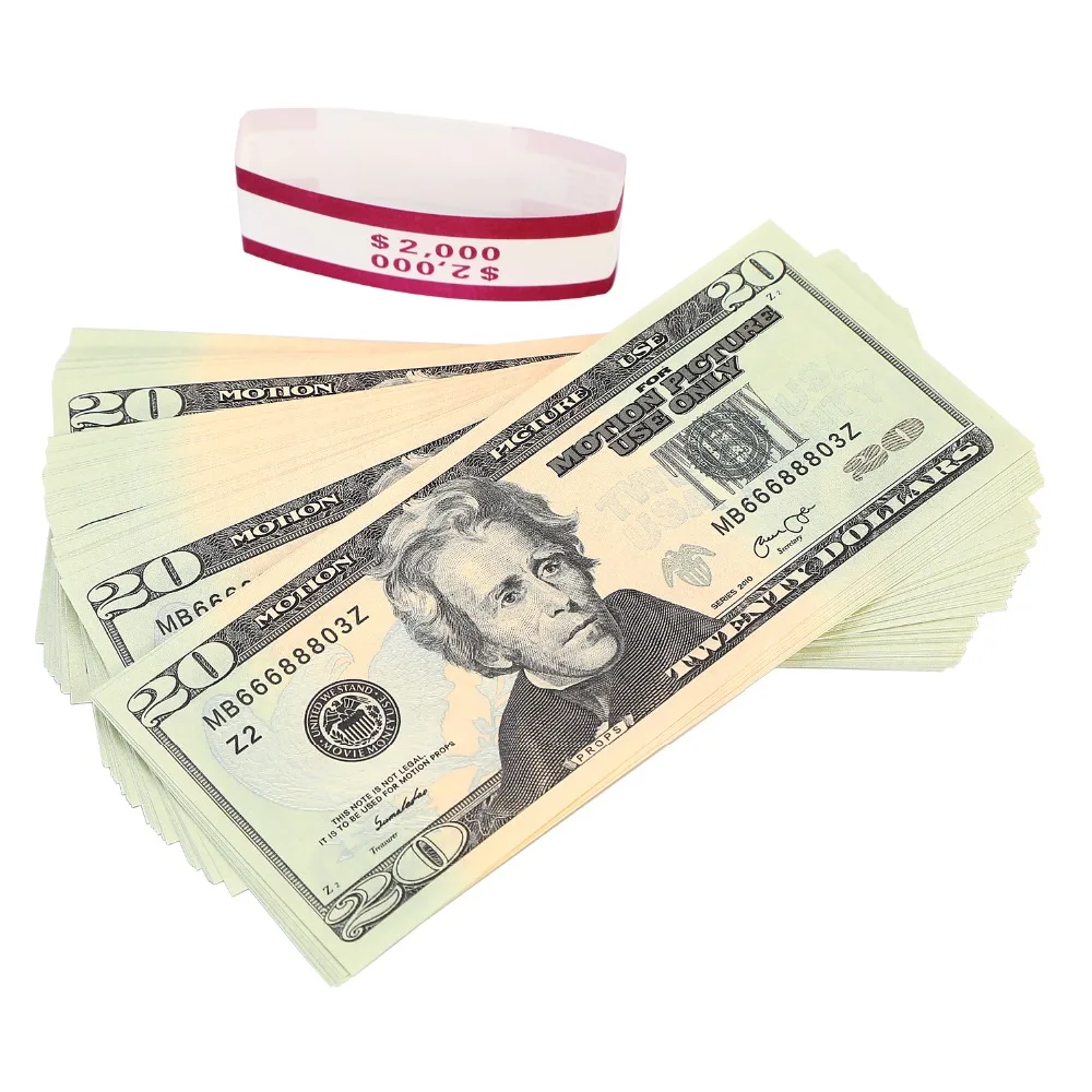 Play Money Pretend Dollar Bills $2,000 Full Print New Style Money Copy of $20 Dollar Bills Stack, in Authentic Bank Strap
Play Money Pretend Dollar Bills $2,000 Full Print New Style Money Copy of $20 Dollar Bills Stack, in Authentic Bank Strap