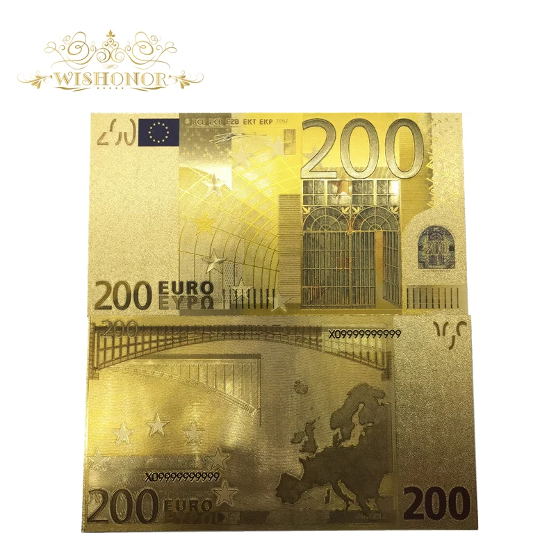 10pcs/lot High Quality Colored Euro Banknote 200 EUR Banknotes In Gold Plated Fake Money for Home Decoration
10pcs/lot High Quality Colored Euro Banknote 200 EUR Banknotes In Gold Plated Fake Money for Home Decoration