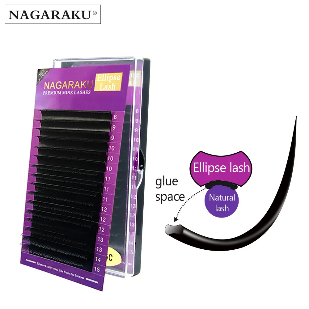 NAGARAKU Ellipse Flat Eyelash Extensions B C D curl 0.15mm 0.20mm thinkness 8-15mm Mix length Saving time Grafting Easily
NAGARAKU Ellipse Flat Eyelash Extensions B C D curl 0.15mm 0.20mm thinkness 8-15mm Mix length Saving time Grafting Easily