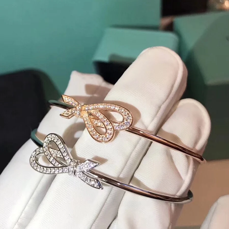 Hot Brand Pure 925 Sterling Silver Jewelry For Women Bowknot Bangle Jewelry Open Size Rose Gold Silver Bracelet
Hot Brand Pure 925 Sterling Silver Jewelry For Women Bowknot Bangle Jewelry Open Size Rose Gold Silver Bracelet