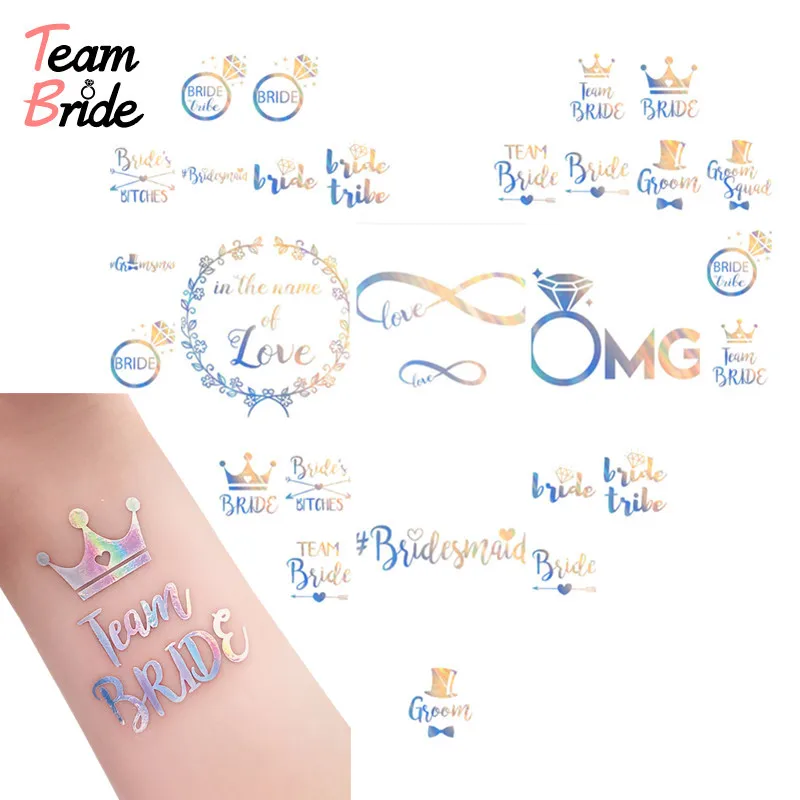Team Bride 10PCS/set Rainbow Silver Temporary Waterproof Tattoo Bachelorette Party Bride to be Party Hen Night Golden Supplies
Team Bride 10PCS/set Rainbow Silver Temporary Waterproof Tattoo Bachelorette Party Bride to be Party Hen Night Golden Supplies