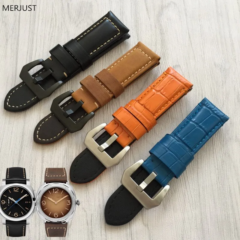 MERJUST Italian Genuine Leather Handmade Band Retro Watch Straps 24mm Brown black blue orange for Panerai Pam Man Watch Tool
MERJUST Italian Genuine Leather Handmade Band Retro Watch Straps 24mm Brown black blue orange for Panerai Pam Man Watch Tool
