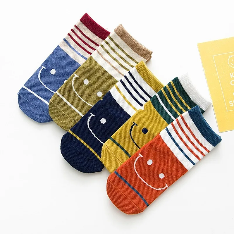 Autumn New 5 Pairs Cotton Socks Smiley Face Colors Mixed Striped Short Tube Socks Kids Boys Girls Ankle Socks 1-12 T
Autumn New 5 Pairs Cotton Socks Smiley Face Colors Mixed Striped Short Tube Socks Kids Boys Girls Ankle Socks 1-12 T