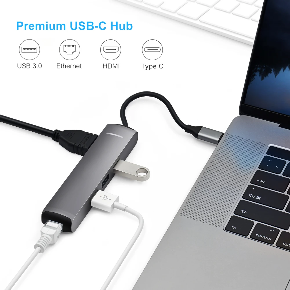 6 in 1 Multi-Port Type C Hub USB-C Pro Hub with 4K HDMI 3.1 USB-C Charging , 3 USB 3.0 Ports for MacBook Pro 13" 15" 2017/2018
6 in 1 Multi-Port Type C Hub USB-C Pro Hub with 4K HDMI 3.1 USB-C Charging , 3 USB 3.0 Ports for MacBook Pro 13" 15" 2017/2018