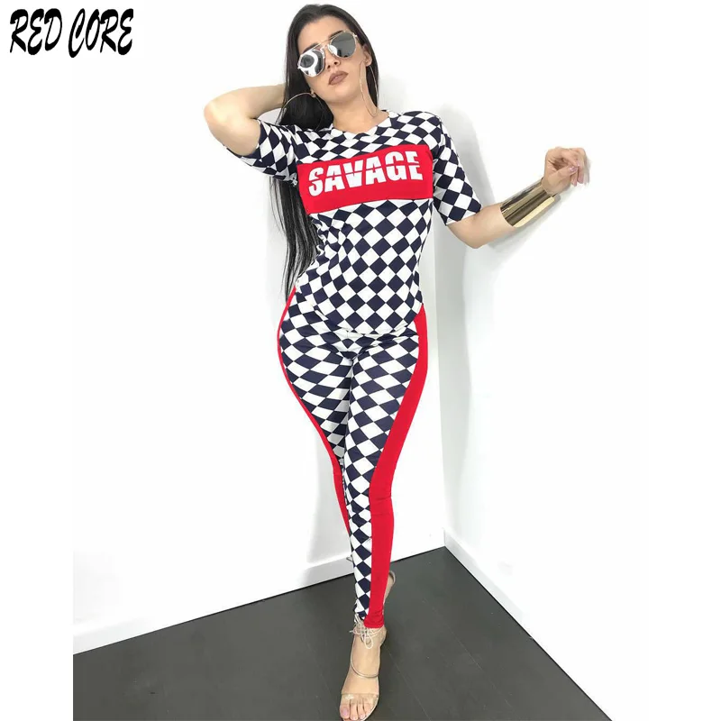 REDCORE 2 Piece Women Sexy Plaid Print Summer 2019 Two Piece Set Women Letter Short Sleeve T-shirt And Trousers Clothes TZ247
REDCORE 2 Piece Women Sexy Plaid Print Summer 2019 Two Piece Set Women Letter Short Sleeve T-shirt And Trousers Clothes TZ247