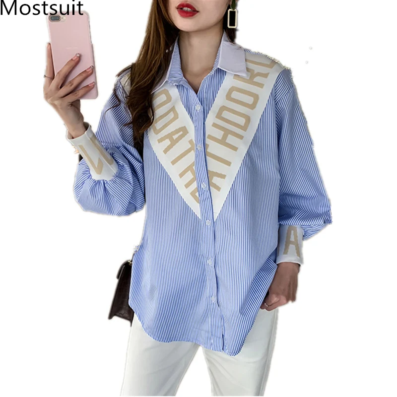 Blue Striped Casual Blouses Shirts Women Plus Size Spring Autumn Patchwork Loose Tops Long Sleeve Turn-down Collar Blusas Mujer
Blue Striped Casual Blouses Shirts Women Plus Size Spring Autumn Patchwork Loose Tops Long Sleeve Turn-down Collar Blusas Mujer