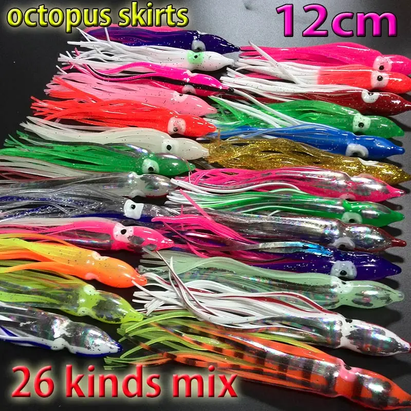 

more color choose fishing octopus skirts size:12CM 8kinds color choose 10pcs/lot soft bait