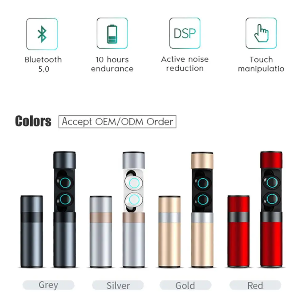Touch Control Bluetooth 5.0 Earphones Wireless Stereo Headsets Handsfree In-Ear Earbuds Sport Earphones with Charging Case
Touch Control Bluetooth 5.0 Earphones Wireless Stereo Headsets Handsfree In-Ear Earbuds Sport Earphones with Charging Case