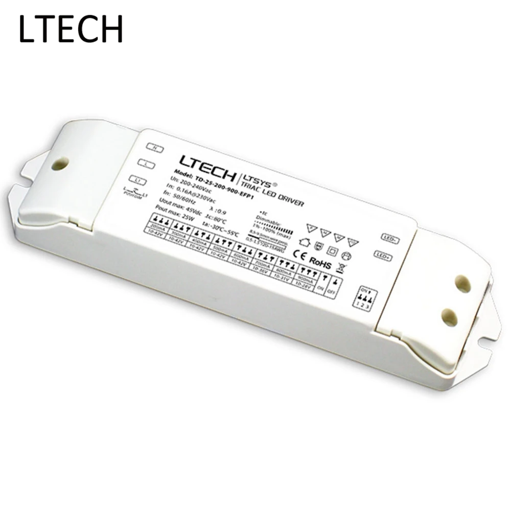 LTECH 25W LED Triac Dimming Driver LED TD-25-200-900-EFP1 AC200-240V Input CC 200-900mA Output LED Triac Push Dim For Led Lights
LTECH 25W LED Triac Dimming Driver LED TD-25-200-900-EFP1 AC200-240V Input CC 200-900mA Output LED Triac Push Dim For Led Lights