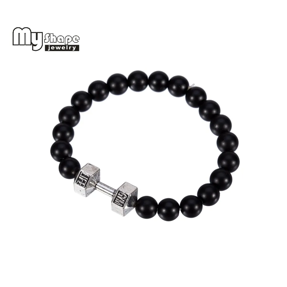 my shape 8mm Black Stone Beads mans bracelets Gun Black & Antique Silver Plated Color Fitness Dumbbell Charm Barbell Bracelets
my shape 8mm Black Stone Beads mans bracelets Gun Black & Antique Silver Plated Color Fitness Dumbbell Charm Barbell Bracelets