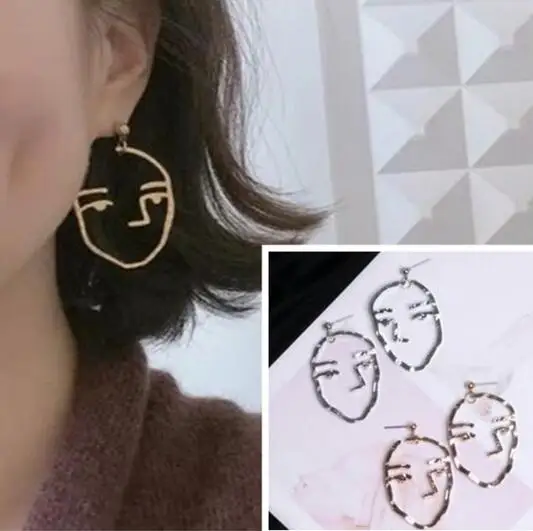 Europe Vintage minimalist abstract silhouette design hollow fun human face Female alloy earrings jewelry 1 pair
Europe Vintage minimalist abstract silhouette design hollow fun human face Female alloy earrings jewelry 1 pair