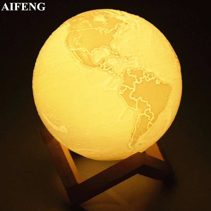 AIFENG 3D Print Earth Lamp USB Led Night Light Rechargeable 2 Color Change Touch Switch Bedroom Bookcase Decor Earth Night Light
AIFENG 3D Print Earth Lamp USB Led Night Light Rechargeable 2 Color Change Touch Switch Bedroom Bookcase Decor Earth Night Light