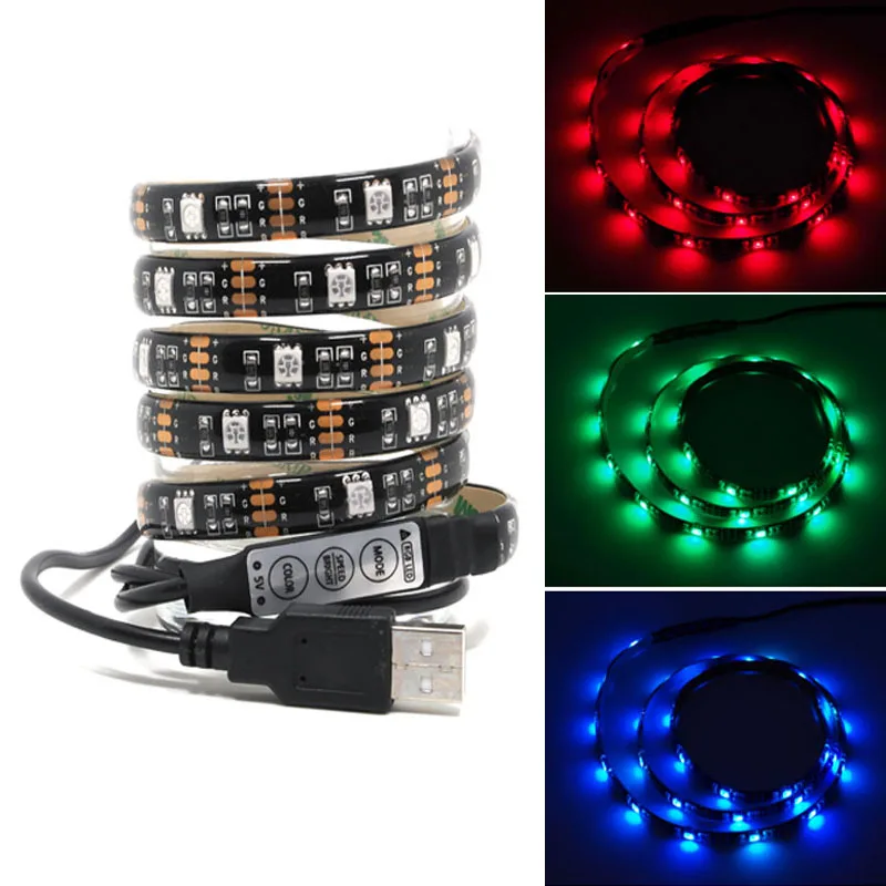 DC5V USB RGB LED Strip Waterproof 1M/30LED SMD 5050 Cumputer TV Display Screen Background Multi-Color Lights Car Decor Lighting
DC5V USB RGB LED Strip Waterproof 1M/30LED SMD 5050 Cumputer TV Display Screen Background Multi-Color Lights Car Decor Lighting