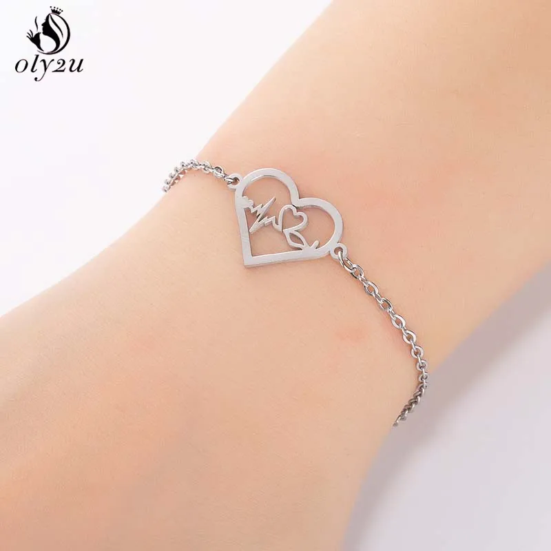 Oly2u Boho Stainless Steel Heartbeat Cardiogram Bracelets for Women Chain Link Bracelet ECG Charm Couple Bracelet Accessories
Oly2u Boho Stainless Steel Heartbeat Cardiogram Bracelets for Women Chain Link Bracelet ECG Charm Couple Bracelet Accessories