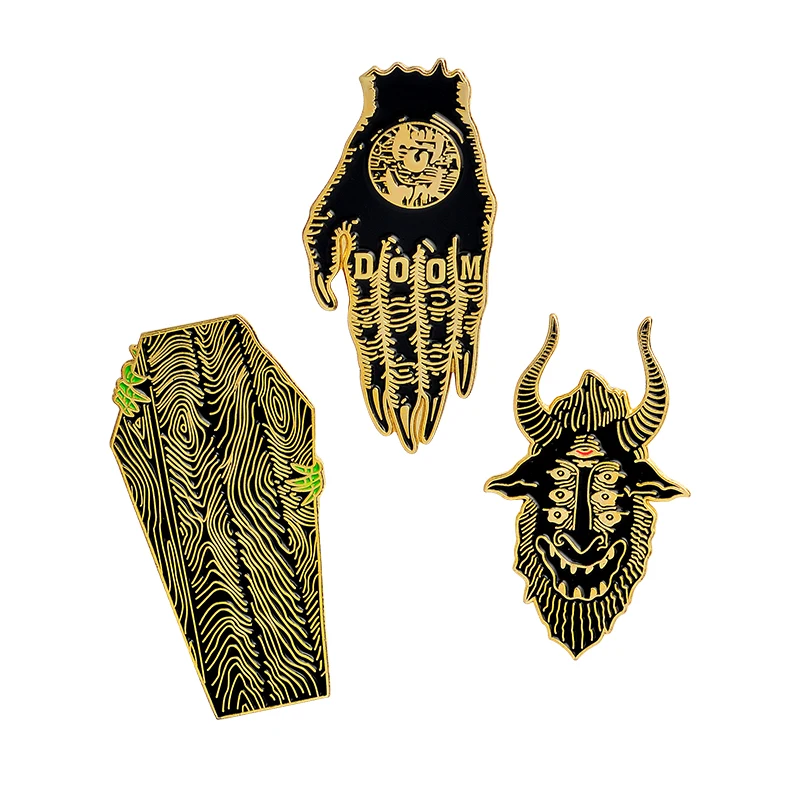 Cartoon Hand of Doom Coffin Creep Satan Pins Button Punk Dark Brooch Denim jacket Coat Bag Accessories Pin Badge Jewelry Gift
Cartoon Hand of Doom Coffin Creep Satan Pins Button Punk Dark Brooch Denim jacket Coat Bag Accessories Pin Badge Jewelry Gift