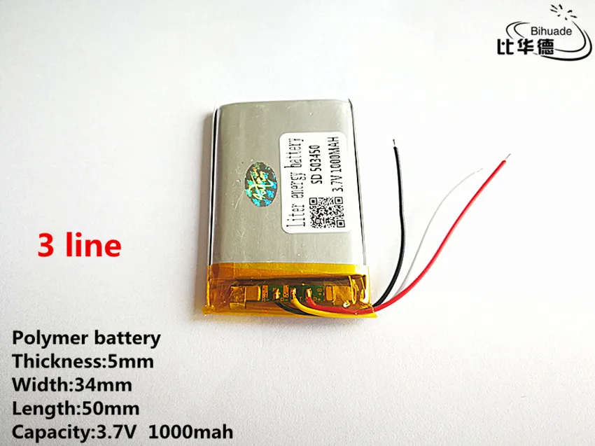 10pcs/lot 3 line Good Qulity 3.7V,1000mAH,503450 Polymer lithium ion / Li-ion battery for TOY,POWER BANK,GPS,mp3,mp4
10pcs/lot 3 line Good Qulity 3.7V,1000mAH,503450 Polymer lithium ion / Li-ion battery for TOY,POWER BANK,GPS,mp3,mp4