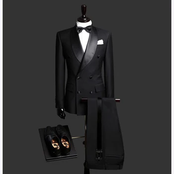 2017 New Black Shawl Lapel Double Breasted Business Mens Suit Custom Made slim fit Wedding Tuxedo suits For Men (Jackets+Pants)
2017 New Black Shawl Lapel Double Breasted Business Mens Suit Custom Made slim fit Wedding Tuxedo suits For Men (Jackets+Pants)