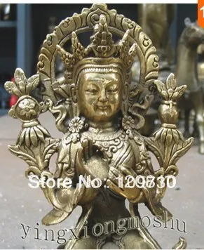 00357 beautiful Lady "GUANYIN" Buddha bronze Oblation Pray statue