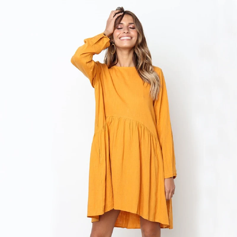 Elegant Beach Party Dresses Summer Dress Women 2019 Solid O-Neck Long Sleeve Cotton Linen Pleated Dress Female Lady gift sr515
Elegant Beach Party Dresses Summer Dress Women 2019 Solid O-Neck Long Sleeve Cotton Linen Pleated Dress Female Lady gift sr515