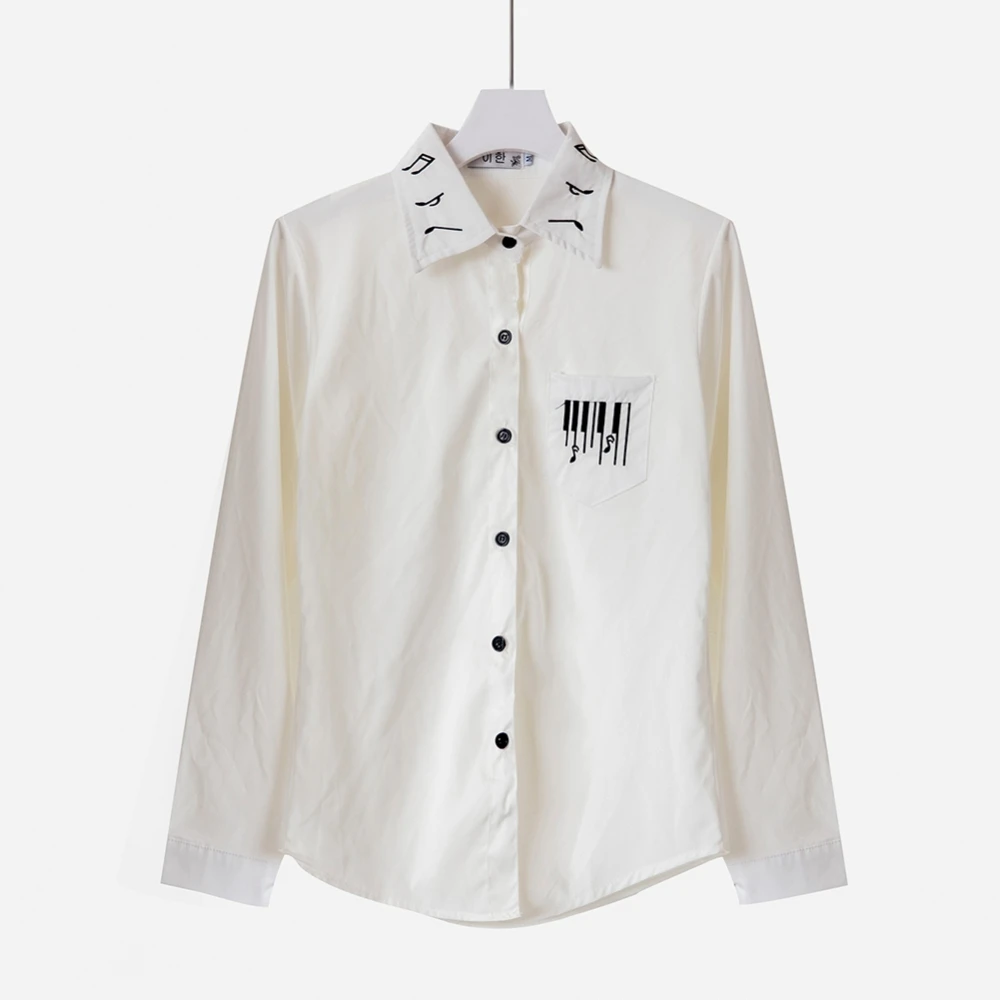 White Blouse Preppy Style Musical Note Embroidery Turn-down Collar White Shirt Long Sleeve Tops Casual S-2XL T6824
White Blouse Preppy Style Musical Note Embroidery Turn-down Collar White Shirt Long Sleeve Tops Casual S-2XL T6824