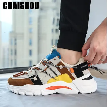 

2019 Autumn Vintage Sneakers Men Colorblock Casual Shoes Men Comfortable Fashion Tenis Masculino Adulto chaussure D-164