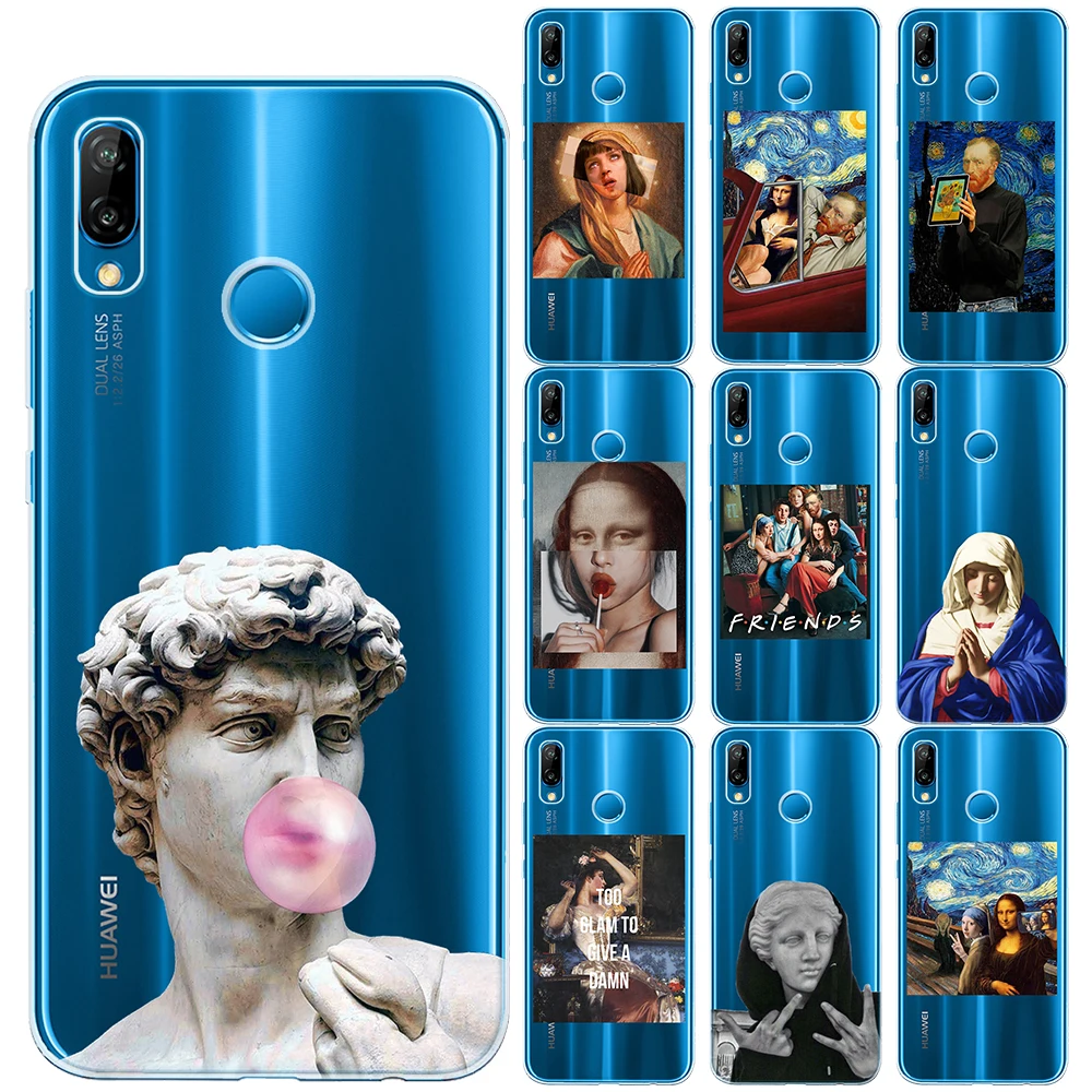 Мягкий чехол из ТПУ Мона Лиза для Huawei P8 P9 P10 P20 Lite P30 Pro силиконовый Mate 10 20 Pro|Бамперы|