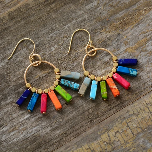 Chakra Earring Colorful Natural Stones Gold Color Beads Dangle Earrings Designer Bohemian Women Drop Earrings Gifts Dropship
Chakra Earring Colorful Natural Stones Gold Color Beads Dangle Earrings Designer Bohemian Women Drop Earrings Gifts Dropship