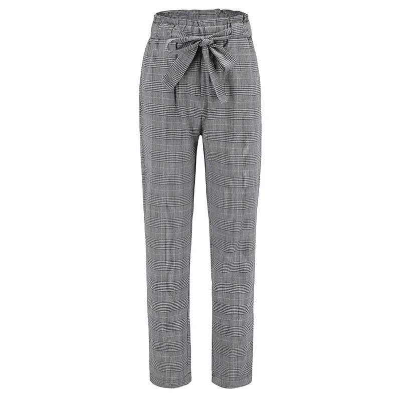 Zebery Women Plaid Pattern High Waist Sashes Ankle-length Pants Women Casual Fashion Pencil Feet Pants High Quality
Zebery Women Plaid Pattern High Waist Sashes Ankle-length Pants Women Casual Fashion Pencil Feet Pants High Quality