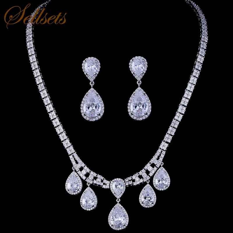 Sellsets Luxury Excellent Cut Clear Cubic Zirconia Statement Necklace Earrings Layered Teardrop Zircon Jewelry Sets
Sellsets Luxury Excellent Cut Clear Cubic Zirconia Statement Necklace Earrings Layered Teardrop Zircon Jewelry Sets
