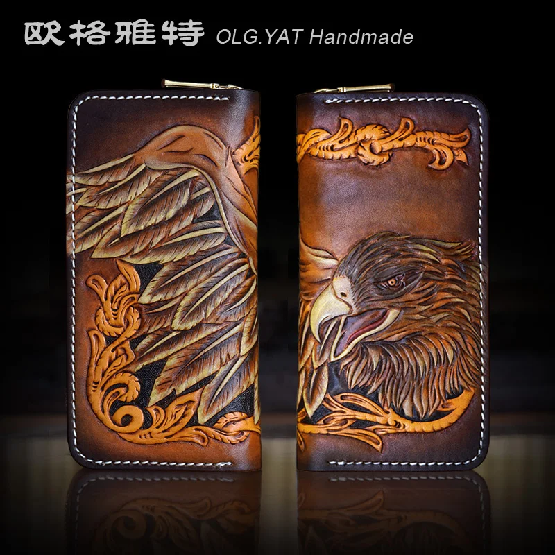 HK OLG.YAT men wallets handmade wallet womens handbag eagle Art Purse genuine leather Hand-carved wallet retro bags Pouches
HK OLG.YAT men wallets handmade wallet womens handbag eagle Art Purse genuine leather Hand-carved wallet retro bags Pouches