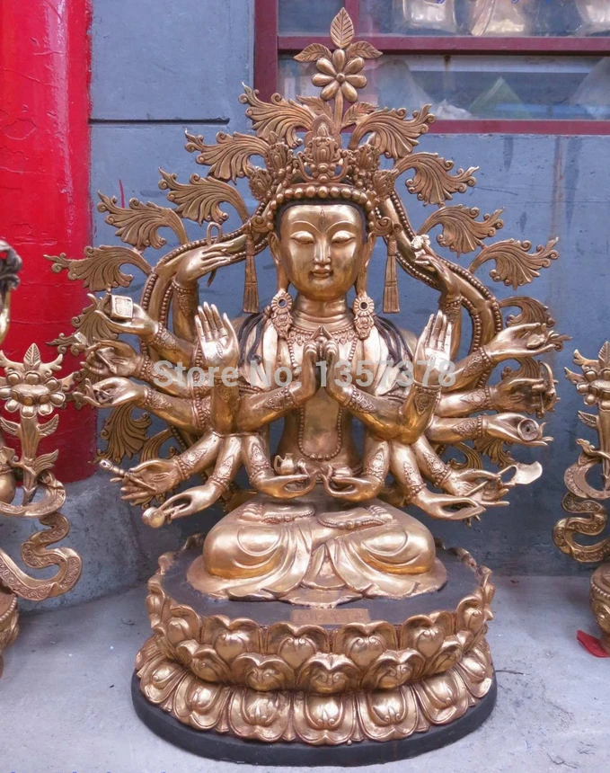 shitou 00574 37' China bronze gild Buddhism eighteen armed Kwan-yin buddha Sculpture Statue 
shitou 00574 37' China bronze gild Buddhism eighteen armed Kwan-yin buddha Sculpture Statue