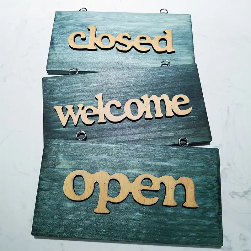 Misaya Open Closed Welcome Wooden Sign Plaque Coffee Bar Pub
