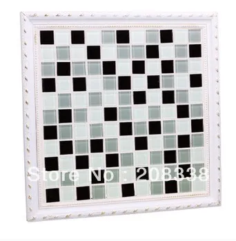 

Кристалл стеклянная мозаика деко сетка стеклянная мозаика кухня щитка плитки cgmt021 черный белый
