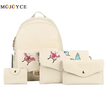 4Pcs/ set Beige Black Women Backpack Butterfly Embroidery Zipper Flap Teenage Girls PU Leather Backpack Mochila Feminina
4Pcs/ set Beige Black Women Backpack Butterfly Embroidery Zipper Flap Teenage Girls PU Leather Backpack Mochila Feminina