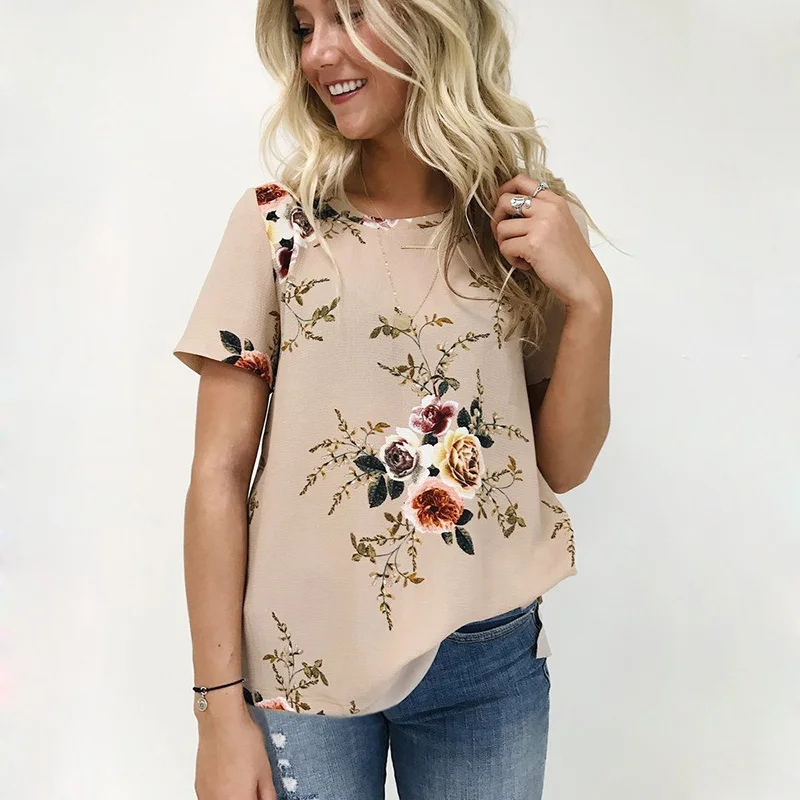 2018 Summer Women Blouse Floral Short Sleeve Ladies Chiffon Loose Casual Tops Round Neck ladies Tops Shirts Boho Blusas Feminina
2018 Summer Women Blouse Floral Short Sleeve Ladies Chiffon Loose Casual Tops Round Neck ladies Tops Shirts Boho Blusas Feminina