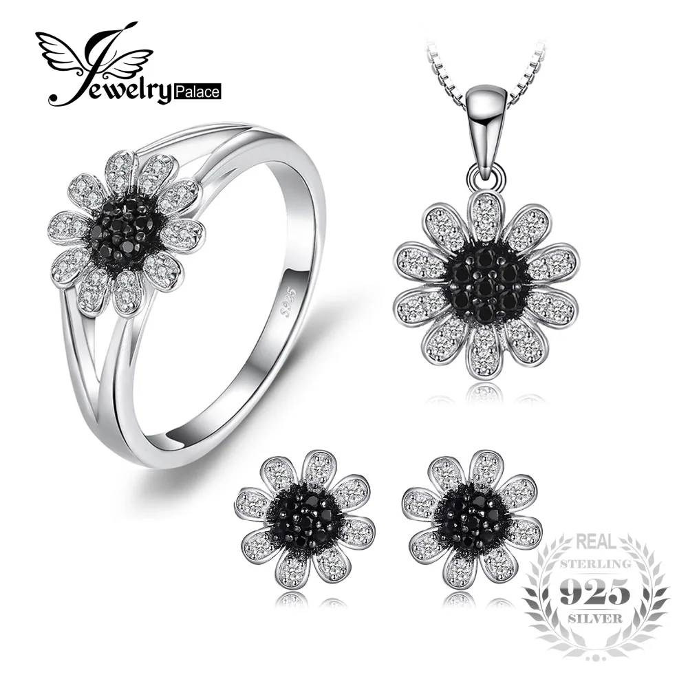 JewelryPalace Fashion Flower Genuine Black Spinel Ring Stud Earrings Pendant Necklace 45cm 925 Sterling Silver Fine Jewelry Sets
JewelryPalace Fashion Flower Genuine Black Spinel Ring Stud Earrings Pendant Necklace 45cm 925 Sterling Silver Fine Jewelry Sets