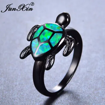 JUNXIN Brand Female Green Fire Opal Ring Fashion Turtle Ring Black Gold Filled Animal Jewelry Vintage Wedding Rings For Women
JUNXIN Brand Female Green Fire Opal Ring Fashion Turtle Ring Black Gold Filled Animal Jewelry Vintage Wedding Rings For Women