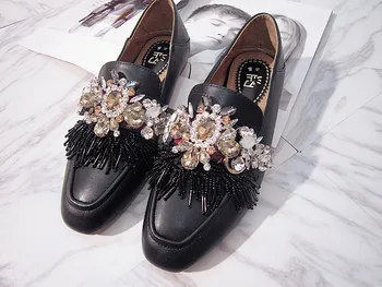 Creative Slip-on Luxury New England Square Toe Flat Genuine Leather Sequin Decor Shallow Handmade Custom Crystal Shoes
Creative Slip-on Luxury New England Square Toe Flat Genuine Leather Sequin Decor Shallow Handmade Custom Crystal Shoes