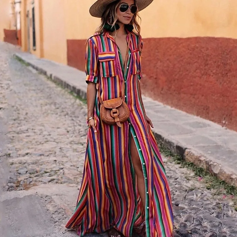 New Dresses Woman Party Night Autumn Explosions Color Stripe Print Bohemian Dress Long Dress Summer Clothes For Women
New Dresses Woman Party Night Autumn Explosions Color Stripe Print Bohemian Dress Long Dress Summer Clothes For Women