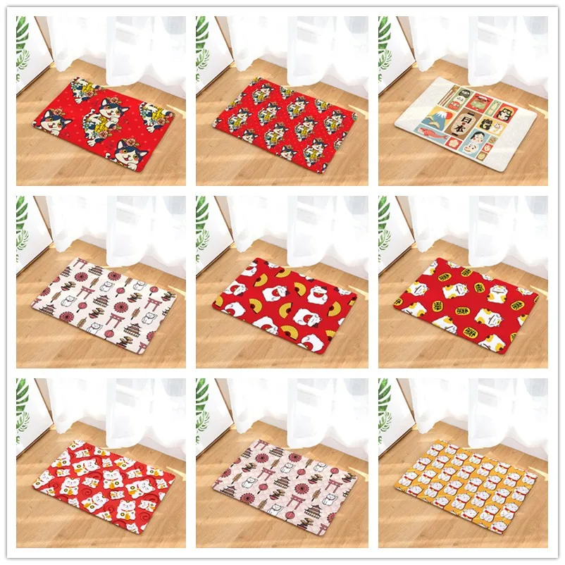 Придверные коврики серии Lucky Cat с принтом напольные кухонные для ванной 40X60or50x80cm |