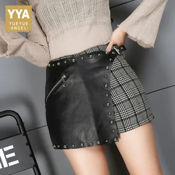 Korean New Fashion Female Shorts Skirts 2020 Spring Real Leather Rivet Plaid Trousers Mid Waist Asymmetry Casual Shorts Woman
Korean New Fashion Female Shorts Skirts 2020 Spring Real Leather Rivet Plaid Trousers Mid Waist Asymmetry Casual Shorts Woman