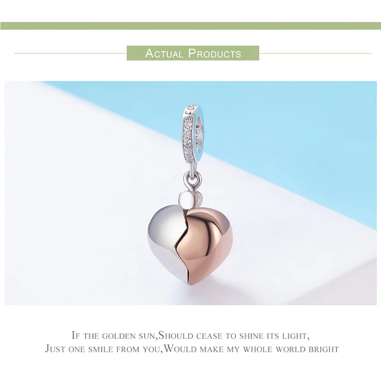 WOSTU Hot Sale Pure 925 Sterling Silver Open Heart Rose Gold Key Charms Beads Fit Bracelet Necklace DIY Jewelry Fashion CQC844 WOSTU Hot Sale Pure 925 Sterling Silver Open Heart Rose Gold Key Charms Beads Fit Bracelet Necklace DIY Jewelry Fashion CQC844