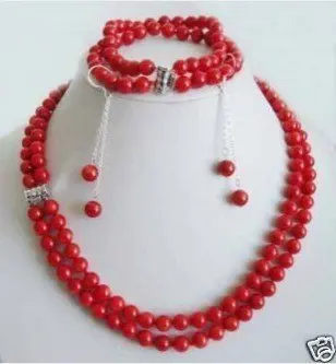 Charming 2Rows Genuine Red Coral Beads Necklace Set Fashion Free shipping
Charming 2Rows Genuine Red Coral Beads Necklace Set Fashion Free shipping
