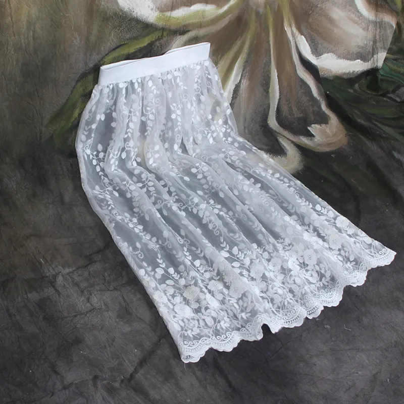 Fashion Women Skirt Sheer Floral Gauze Lace High Waist Midi Skirts Faldas Mujer Saias Femininas White/Black Winter Skirt C2019
Fashion Women Skirt Sheer Floral Gauze Lace High Waist Midi Skirts Faldas Mujer Saias Femininas White/Black Winter Skirt C2019