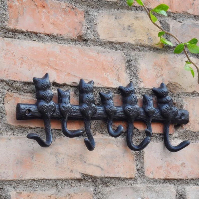 Rustic cat Wall Rack Hook Holder with 7 Hooks,Cast Iron Wall Hook,Perfect for gardens, homes, garages and tool sheds
Rustic cat Wall Rack Hook Holder with 7 Hooks,Cast Iron Wall Hook,Perfect for gardens, homes, garages and tool sheds