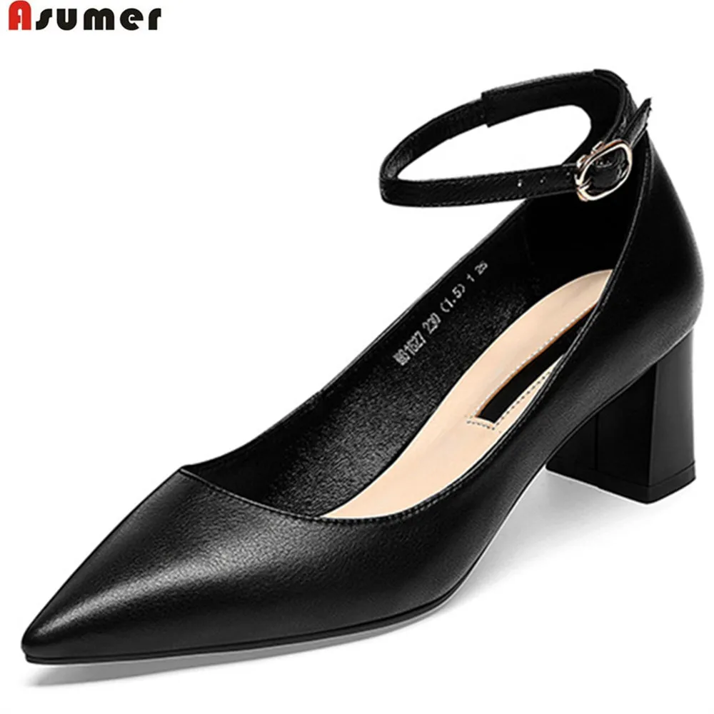 ASUMER black beige fashion spring autumn new women pumps pointed toe buckle natural genuine Leather shoes high heels shoes
ASUMER black beige fashion spring autumn new women pumps pointed toe buckle natural genuine Leather shoes high heels shoes