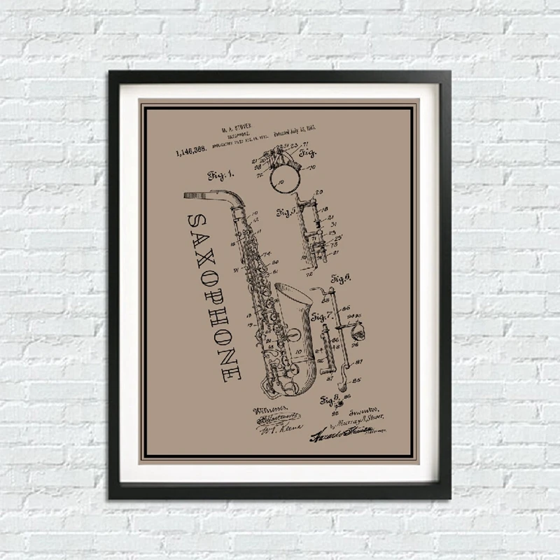 Saxophone Patent Wall Art Print