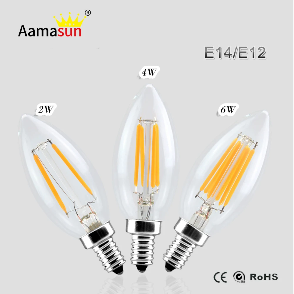 110V 220V Dimmable Led Bulb Filament E14 E12 Led Candle Light COB Chip Spot light Chandeliers 2W 4W 6W Bulb 1 Year Guarantee
110V 220V Dimmable Led Bulb Filament E14 E12 Led Candle Light COB Chip Spot light Chandeliers 2W 4W 6W Bulb 1 Year Guarantee