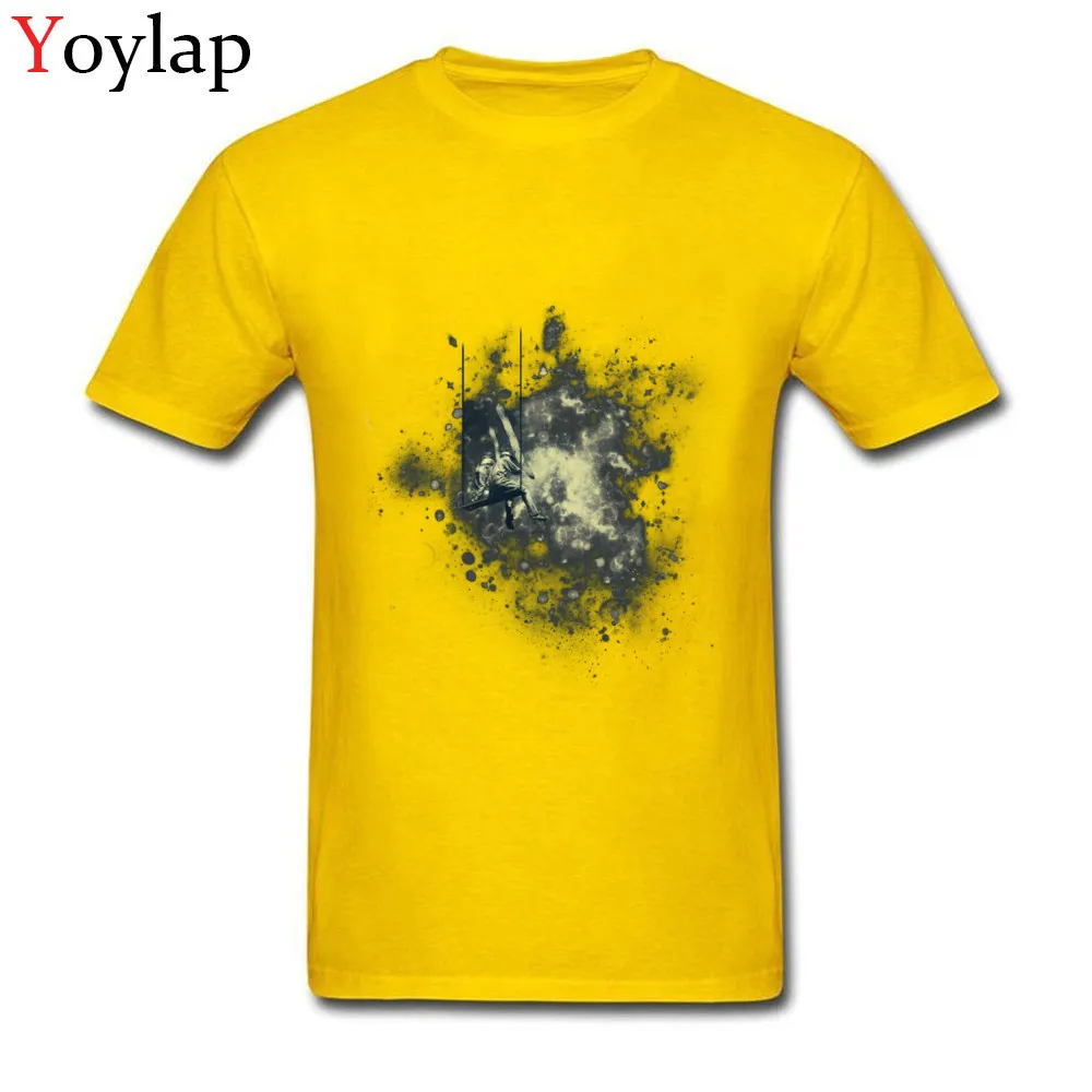 100% Cotton T Shirts for Men Short Sleeve Printed On Tops Shirts Retro Summer Autumn Summer Space Painters Round Collar Tee Shirt yellow