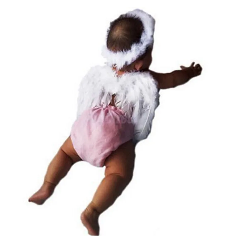 Реквизит для фотосъемки новорожденных белый Ангел перья крылья ободок с
